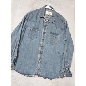 Ryan Michael Shirt Mens XL Western Snap Chambray Pearl Snap Lightweight Tencel